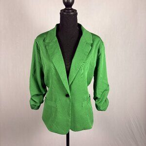 Green 3/4 Sleeve One-Button Blazer | XXL | NWOT